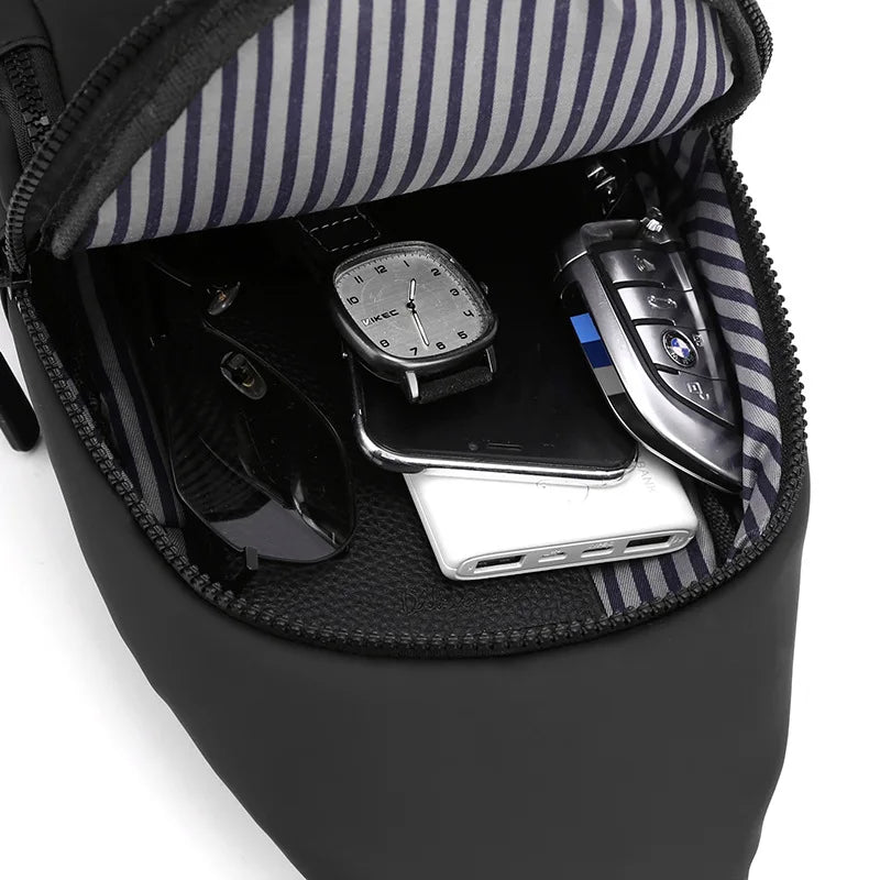 Fengdong anti-theft chest bag small waterproof sports bag male USB bag for phone travel cross body bags boy fashion mini bagpack