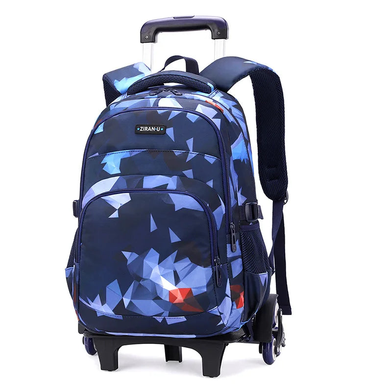 Fengdong boy school backpack with 6 wheels kids detachable trolley backpack waterproof schoolbag elementary school bags for boys