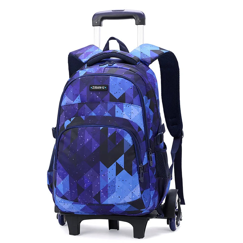 Fengdong boy school backpack with 6 wheels kids detachable trolley backpack waterproof schoolbag elementary school bags for boys