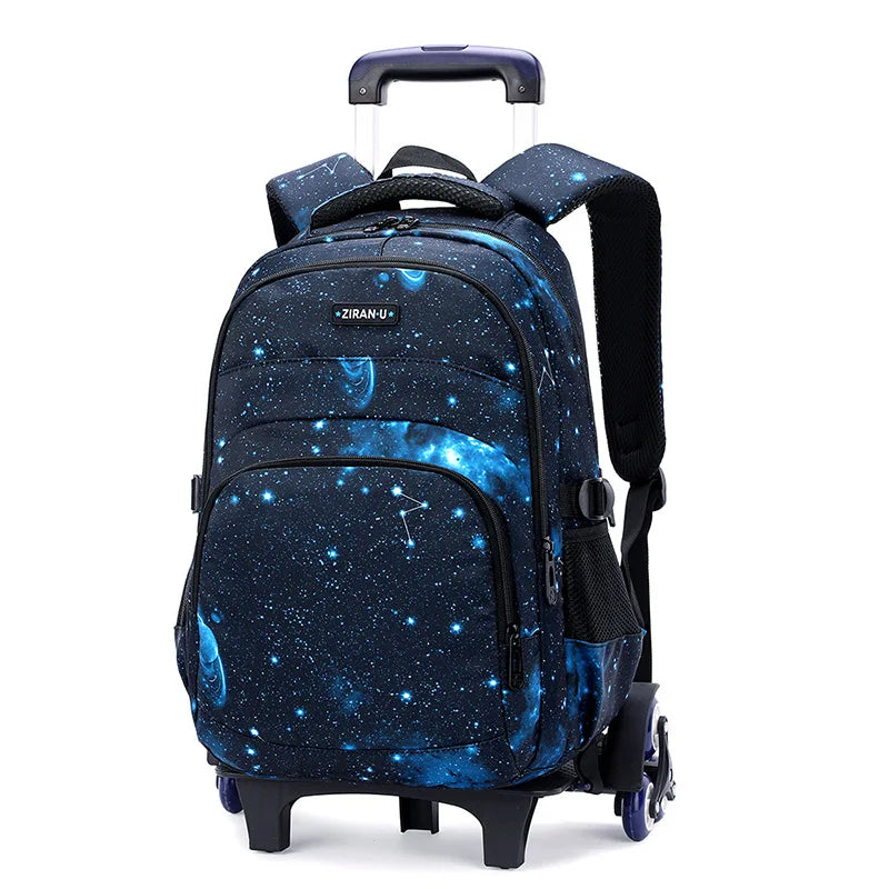 Fengdong boy school backpack with 6 wheels kids detachable trolley backpack waterproof schoolbag elementary school bags for boys