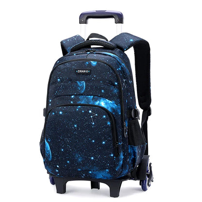 Fengdong boy school backpack with 6 wheels kids detachable trolley backpack waterproof schoolbag elementary school bags for boys