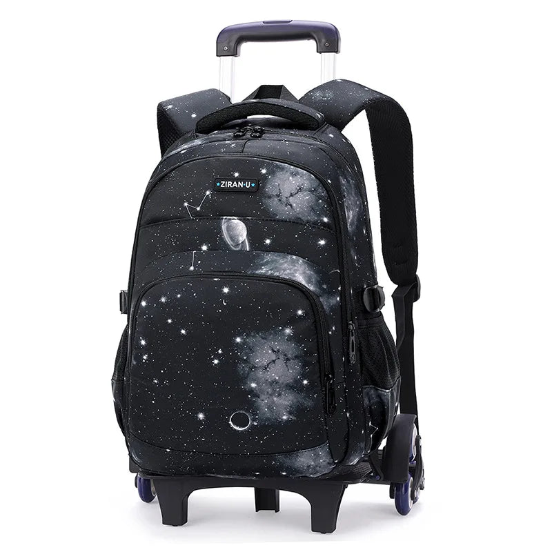 Fengdong boy school backpack with 6 wheels kids detachable trolley backpack waterproof schoolbag elementary school bags for boys
