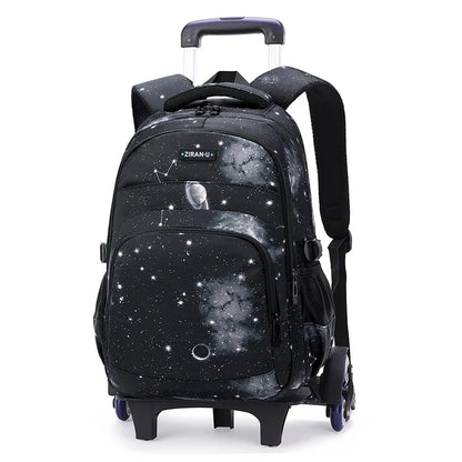 Fengdong boy school backpack with 6 wheels kids detachable trolley backpack waterproof schoolbag elementary school bags for boys