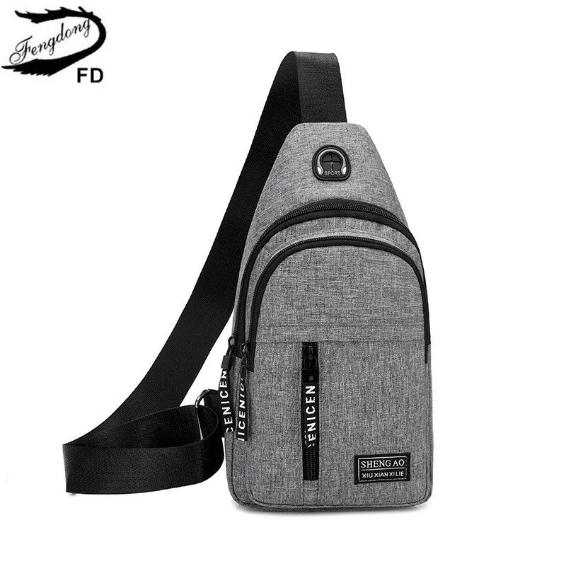 Fengdong boys small crossbody bag men travel sports bagpack waterproof one shoulder messenger bag pack male mini sling chest bag