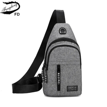 Fengdong boys small crossbody bag men travel sports bagpack waterproof one shoulder messenger bag pack male mini sling chest bag