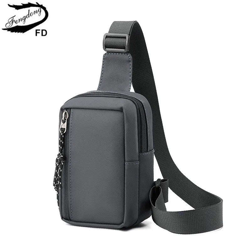 Fengdong chest bag for men small shoulder bag male messenger bag boy anti theft travel bagpack boy mini crossbody bags phone bag