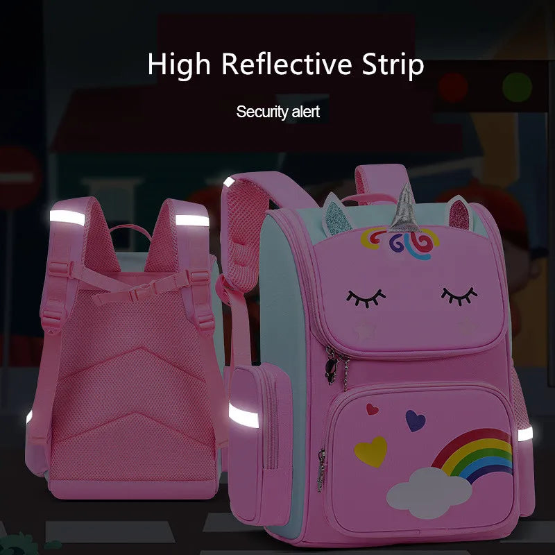 Fengdong children school backpack cute cartoon school bags for girls luminous pink book bag primary school student backpack