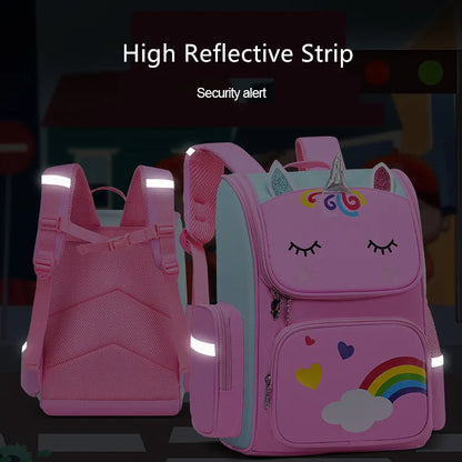 Fengdong children school backpack cute cartoon school bags for girls luminous pink book bag primary school student backpack