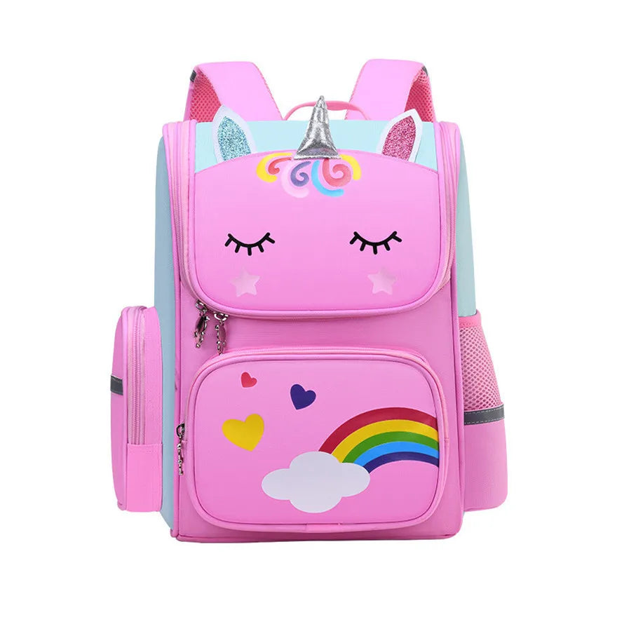 Fengdong children school backpack cute cartoon school bags for girls luminous pink book bag primary school student backpack