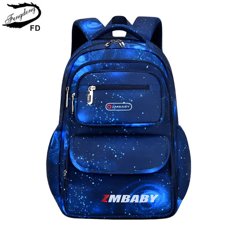 Fengdong children school backpack elementary school bags for boys waterproof nylon space book bag large capacity kids backpack