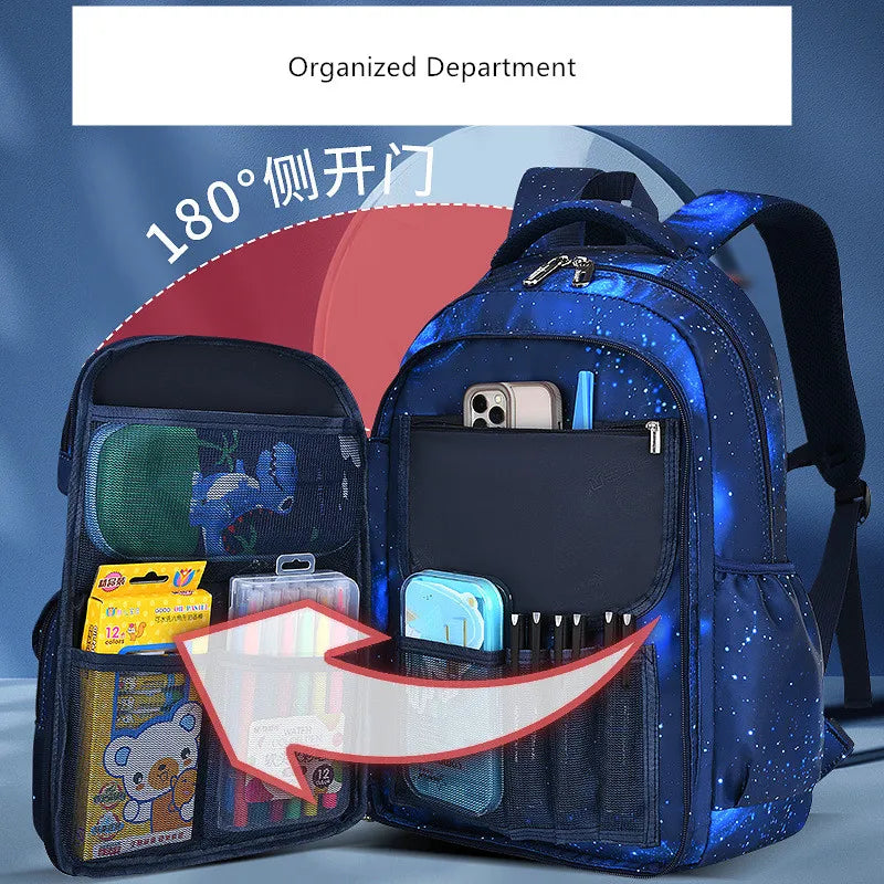 Fengdong children school backpack elementary school bags for boys waterproof nylon space book bag large capacity kids backpack