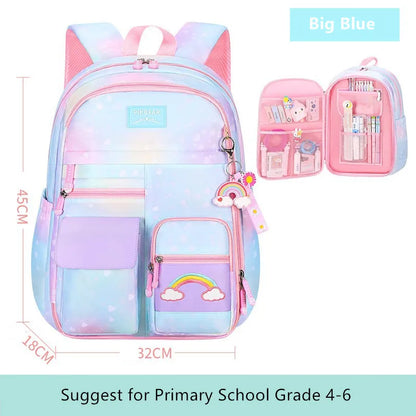 Fengdong children school bags for girls cute rainbow school backpack kawaii book bag elementary school backpack girl mochila