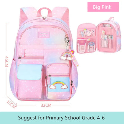 Fengdong children school bags for girls cute rainbow school backpack kawaii book bag elementary school backpack girl mochila