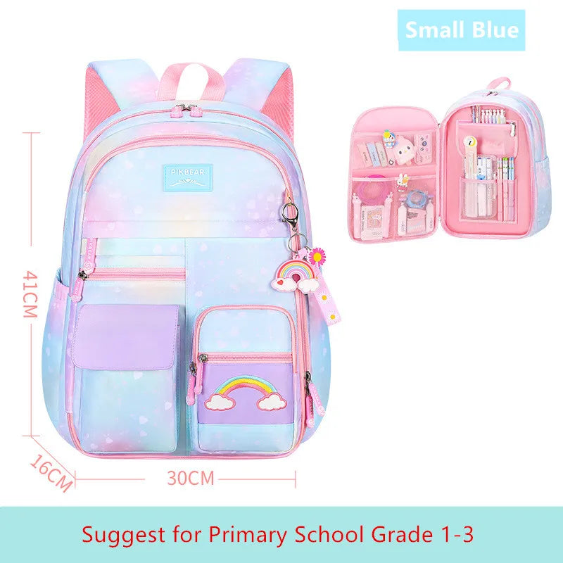 Fengdong children school bags for girls cute rainbow school backpack kawaii book bag elementary school backpack girl mochila