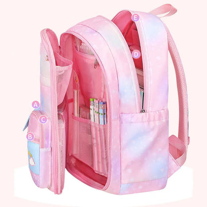 Fengdong children school bags for girls cute rainbow school backpack kawaii book bag elementary school backpack girl mochila