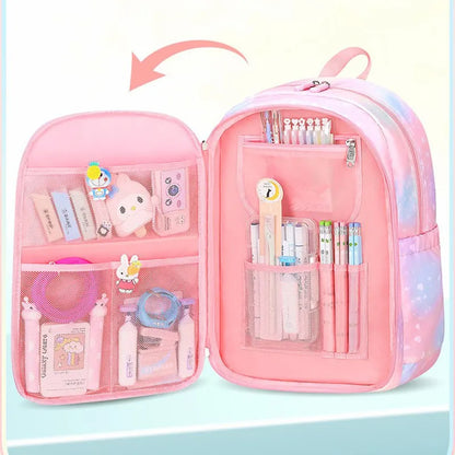 Fengdong children school bags for girls cute rainbow school backpack kawaii book bag elementary school backpack girl mochila