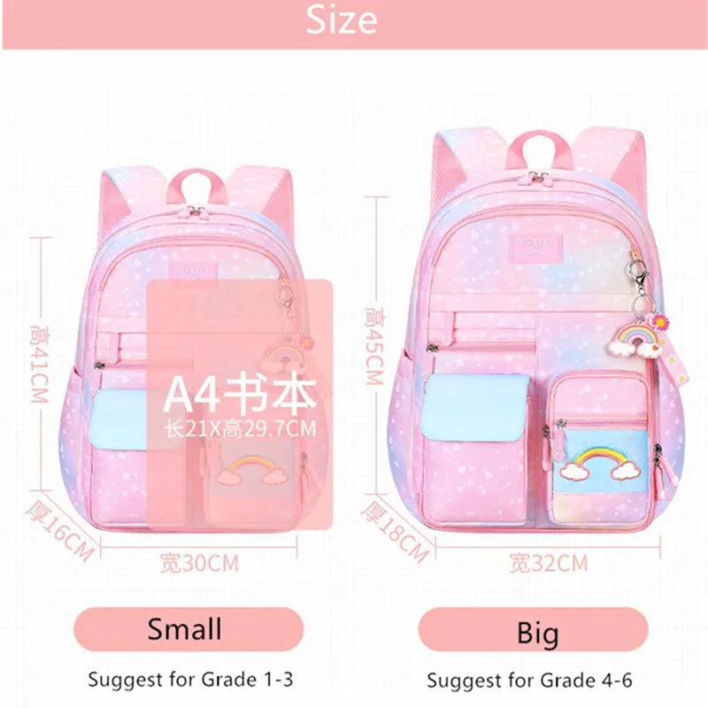 Fengdong children school bags for girls cute rainbow school backpack kawaii book bag elementary school backpack girl mochila