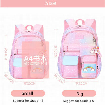 Fengdong children school bags for girls cute rainbow school backpack kawaii book bag elementary school backpack girl mochila