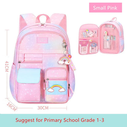 Fengdong children school bags for girls cute rainbow school backpack kawaii book bag elementary school backpack girl mochila