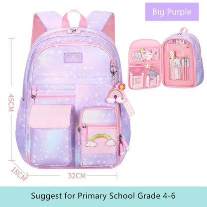 Fengdong children school bags for girls cute rainbow school backpack kawaii book bag elementary school backpack girl mochila
