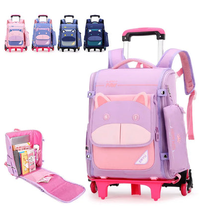 Fengdong children wheel backpack elementary school bags for boys climb stairs rolling backpack kids removable trolley schoolbag