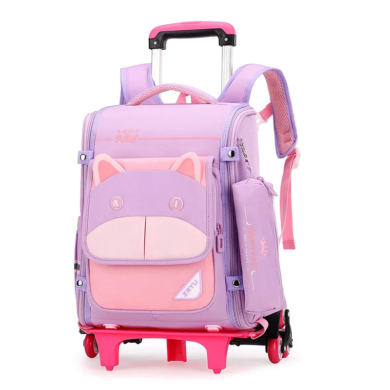Fengdong children wheel backpack elementary school bags for boys climb stairs rolling backpack kids removable trolley schoolbag