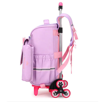 Fengdong children wheel backpack elementary school bags for boys climb stairs rolling backpack kids removable trolley schoolbag