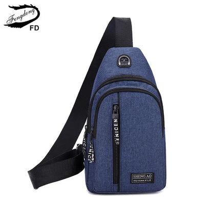 Fengdong crossbody bags for men small travel bags casual Chest Bag Pack Waterproof Single Shoulder Strap sling messenger bag