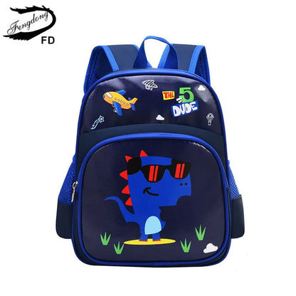 Fengdong cute animal backpack dinosaur school bags for kids 3-6 Years Old boys elementary school backpack small girl schoolbag
