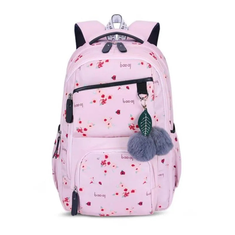 Fengdong cute backpack waterprof nylon school backpack for children school bags for girls child bookbag female flower backpack