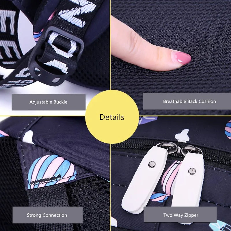 Fengdong cute backpack waterprof nylon school backpack for children school bags for girls child bookbag female flower backpack