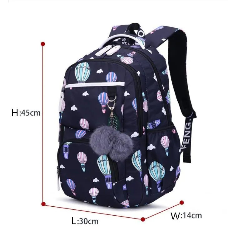 Fengdong cute backpack waterprof nylon school backpack for children school bags for girls child bookbag female flower backpack