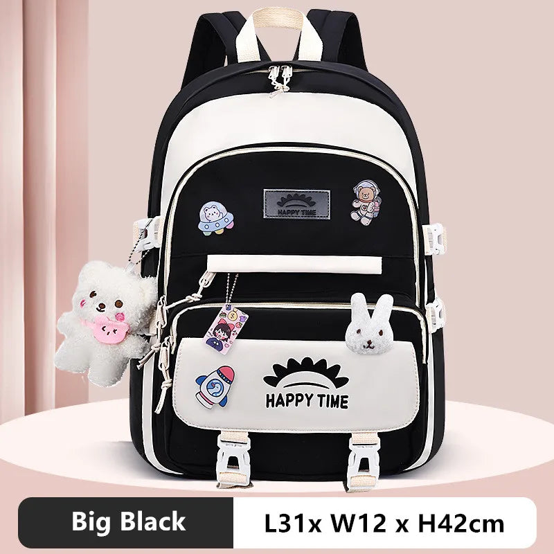 Fengdong cute korean school bag for girl kawaii school backpack pink purple bookbag elementary school student backpack kids gift