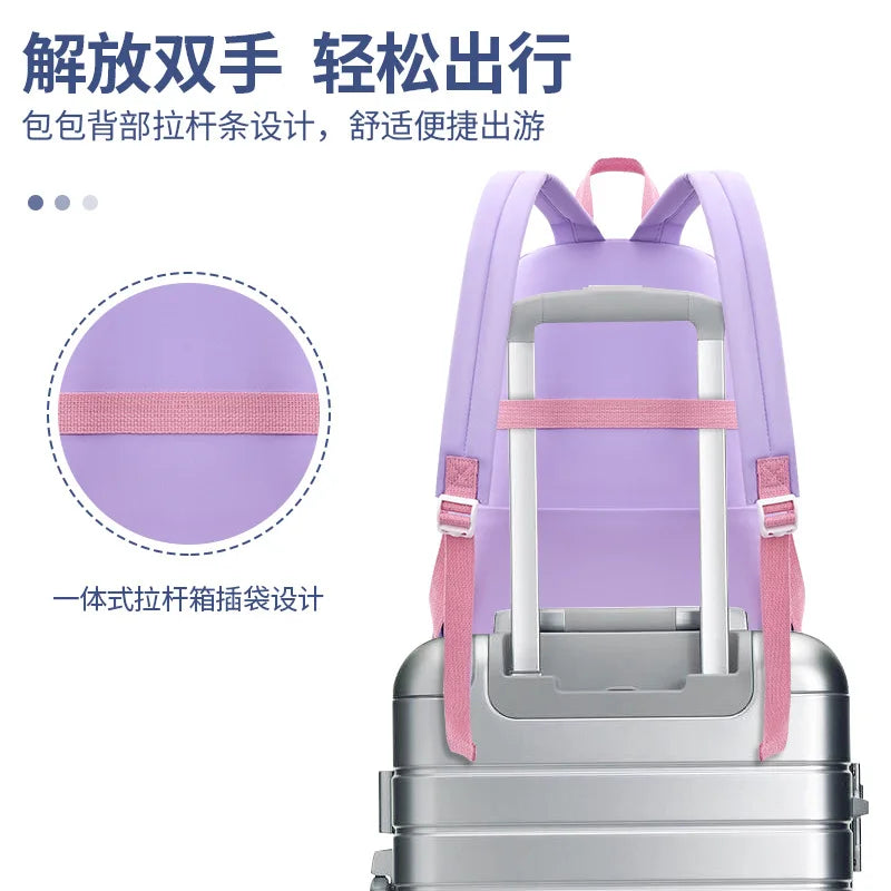 Fengdong cute korean school bag for girl kawaii school backpack pink purple bookbag elementary school student backpack kids gift