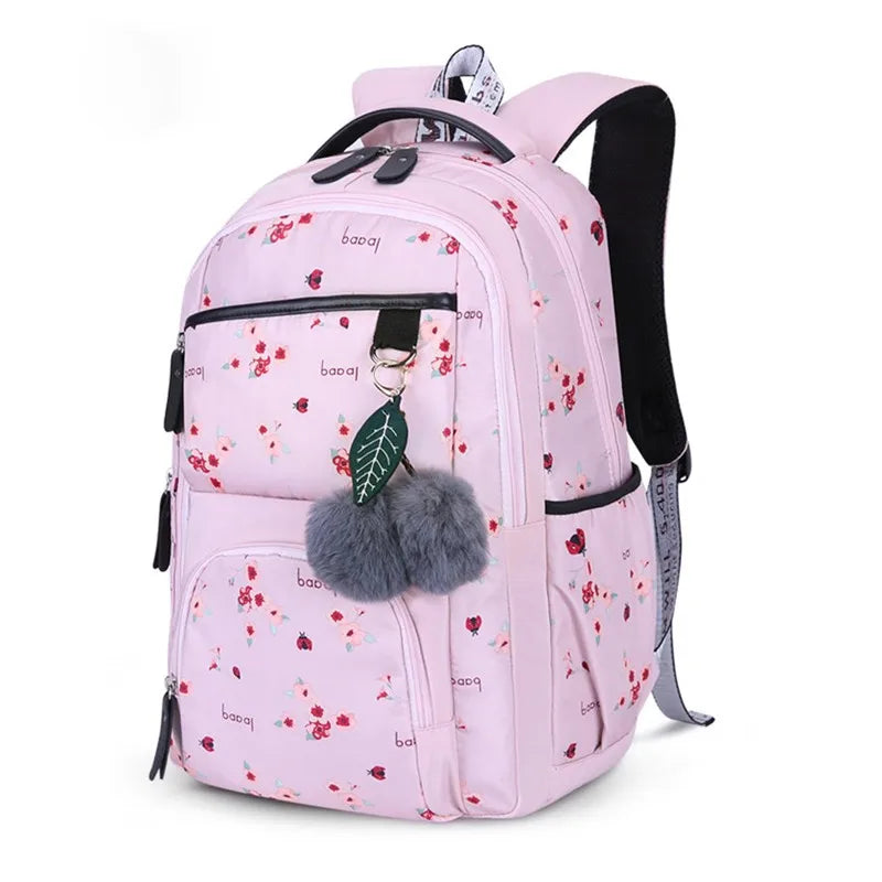Fengdong cute school bags for teenage girls korean style school backpack for girls fur ball decoration children bag girl gift