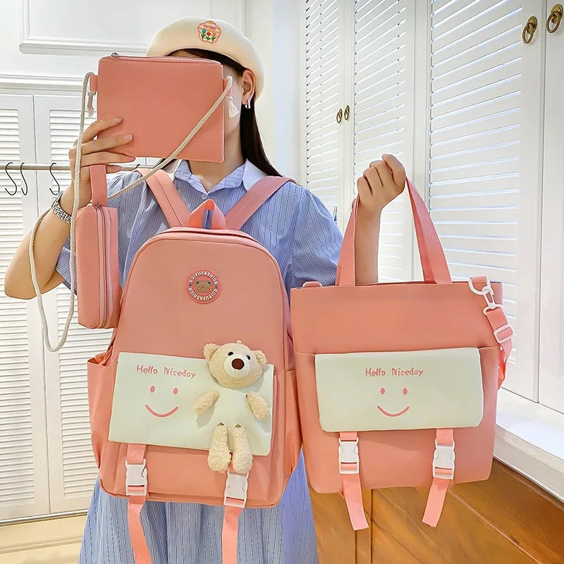 Fengdong elementary school backpack for girls cute korean style school bags for kids girls kawaii green backpack kids book bag