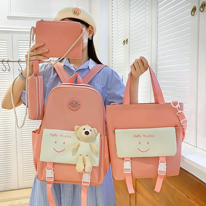 Fengdong elementary school backpack for girls cute korean style school bags for kids girls kawaii green backpack kids book bag