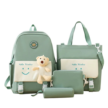Fengdong elementary school backpack for girls cute korean style school bags for kids girls kawaii green backpack kids book bag