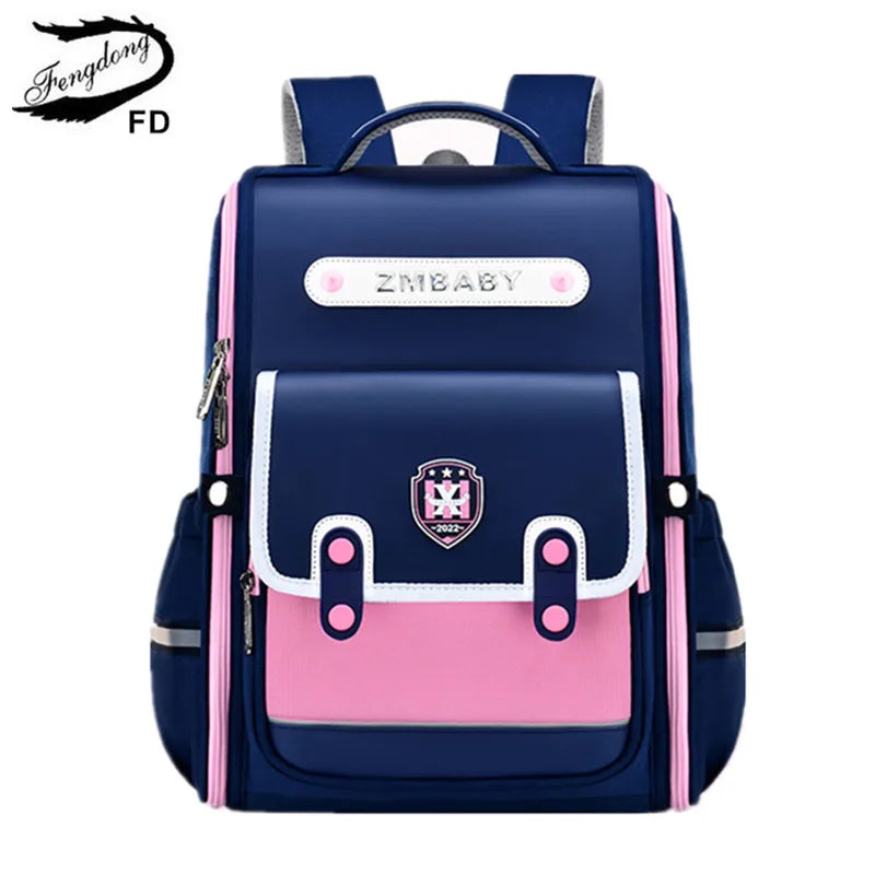 Fengdong elementary school backpack for girls high quality orthopedic school bag kids satchel girls waterproof school backpack