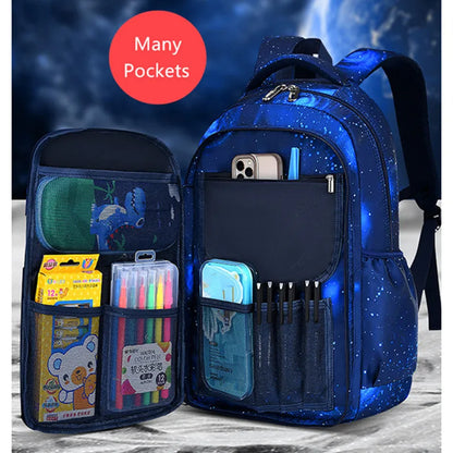 Fengdong elementary school bags for boys space star backpacks for students children book bag waterproof school backpack for kids