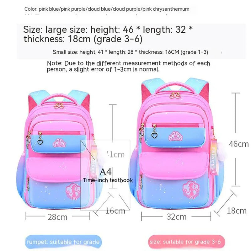 Fengdong elementary school bags for girls children cute pink and blue backpack large capacity bookbag primary girls schoolbag