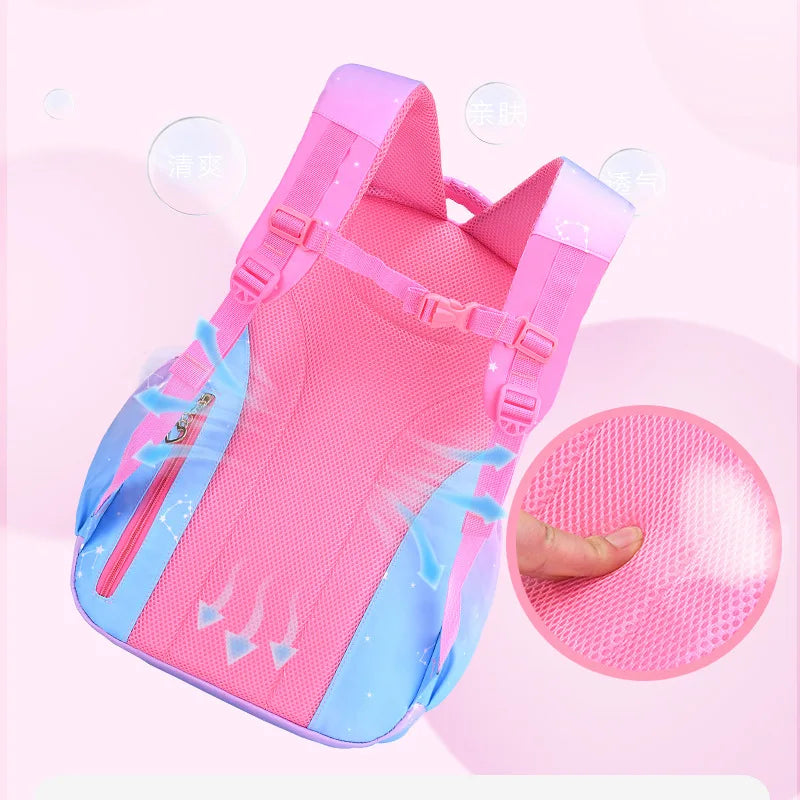 Fengdong elementary school bags for girls children cute pink and blue backpack large capacity bookbag primary girls schoolbag