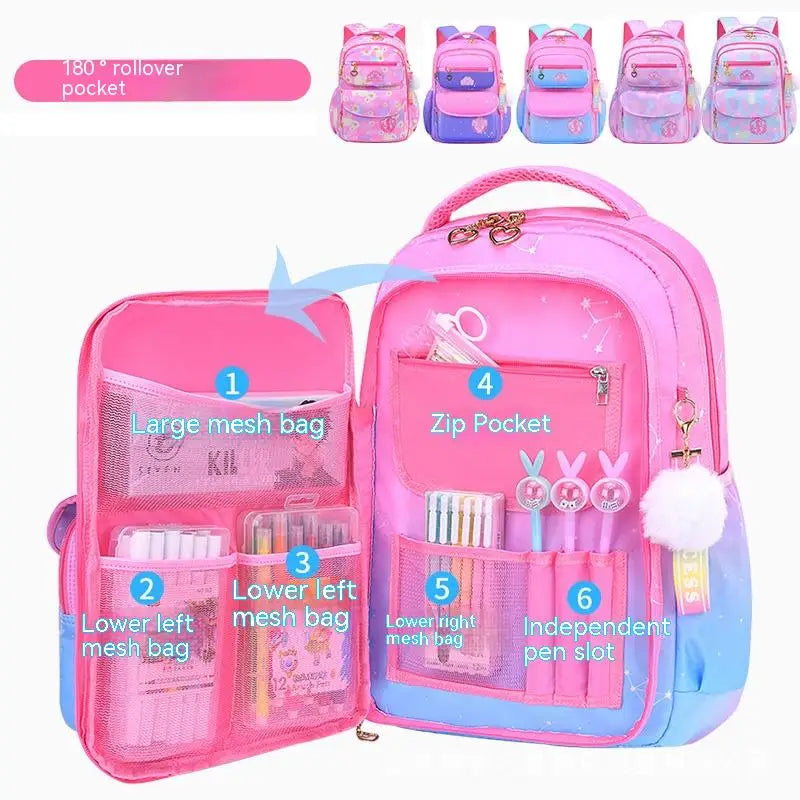 Fengdong elementary school bags for girls children cute pink and blue backpack large capacity bookbag primary girls schoolbag