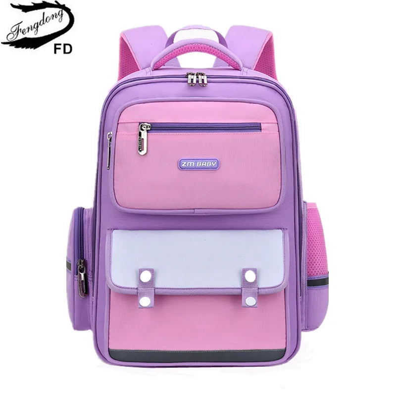 Fengdong elementary school bags for girls waterproof bag for books pink backpack large capacity school luminous backpack girl