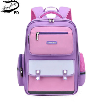 Fengdong elementary school bags for girls waterproof bag for books pink backpack large capacity school luminous backpack girl