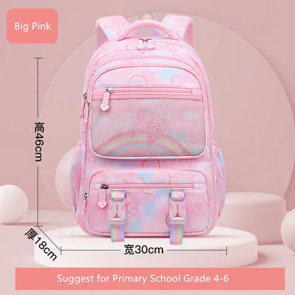 Fengdong elementary school bags for kid girls purple school backpack large capacity student rainbow bag for books children gift
