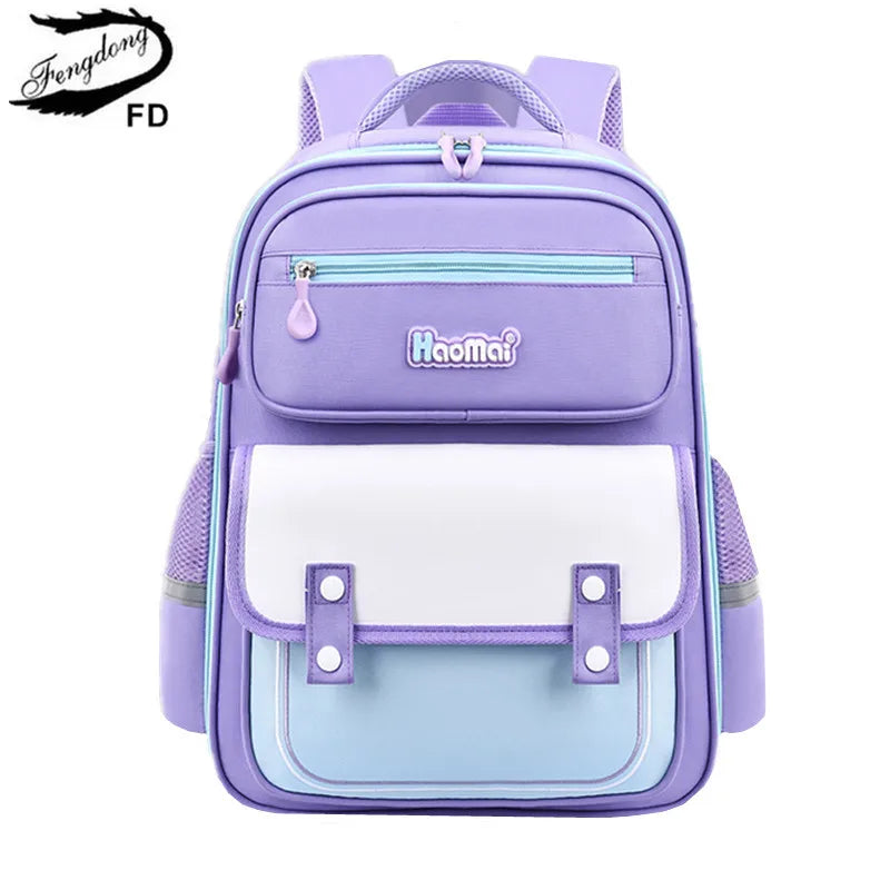 Fengdong elementary school bags for kids girls cute school backpack pink purple bookbag primary girls Schoolbag Children gift