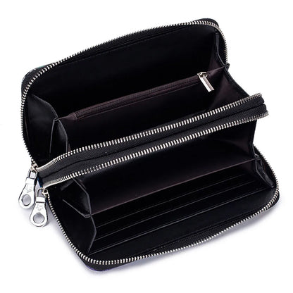 Fengdong female vintage black flower card wallet women clutch phone bag coins with a secret ladies leather purse for girls gift