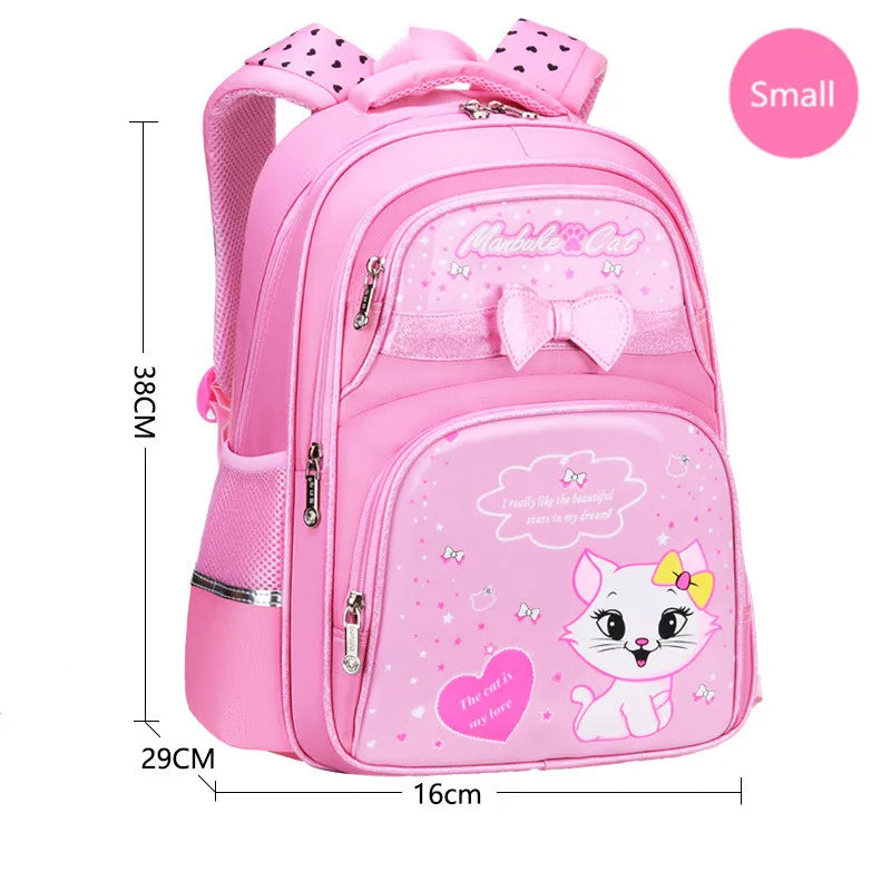 Fengdong girl school bag cute black pink PU leather school waterproof backpack kawaii cat bow knot school bag for children gift