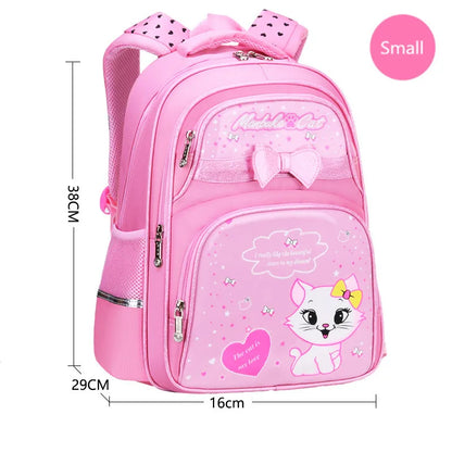 Fengdong girl school bag cute black pink PU leather school waterproof backpack kawaii cat bow knot school bag for children gift